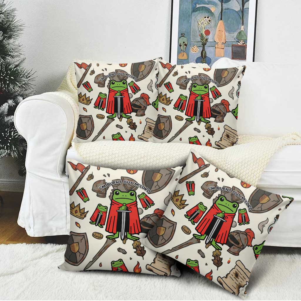 Funny Cartoon Knight Frog Pillow Cover Medieval Mood Meme