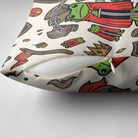 Funny Cartoon Knight Frog Pillow Cover Medieval Mood Meme