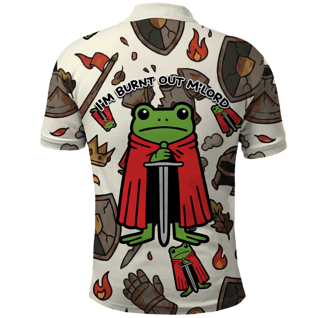 Funny Cartoon Knight Frog Polo Shirt Medieval Mood Meme