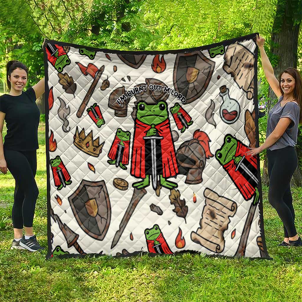Funny Cartoon Knight Frog Quilt Medieval Mood Meme