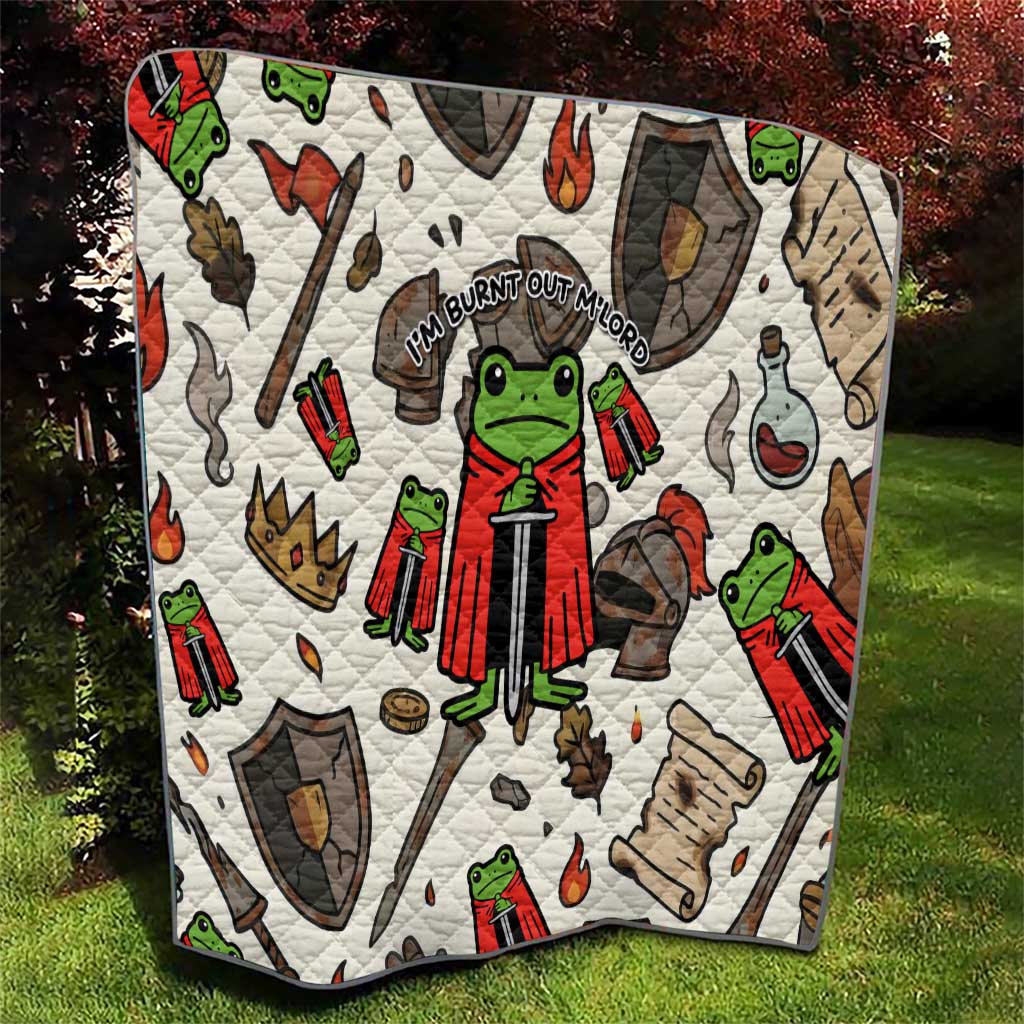 Funny Cartoon Knight Frog Quilt Medieval Mood Meme