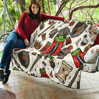 Funny Cartoon Knight Frog Quilt Medieval Mood Meme