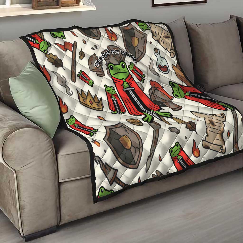 Funny Cartoon Knight Frog Quilt Medieval Mood Meme