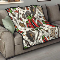 Funny Cartoon Knight Frog Quilt Medieval Mood Meme