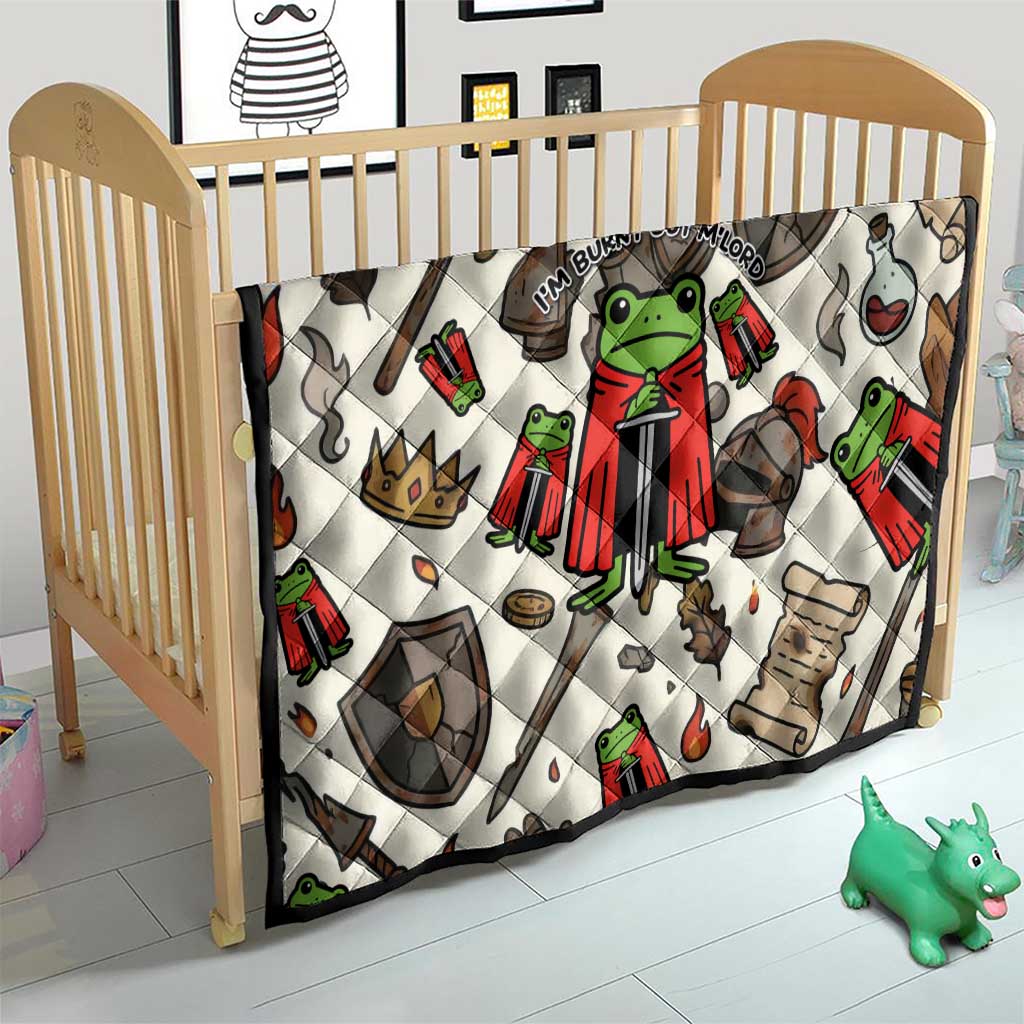 Funny Cartoon Knight Frog Quilt Medieval Mood Meme