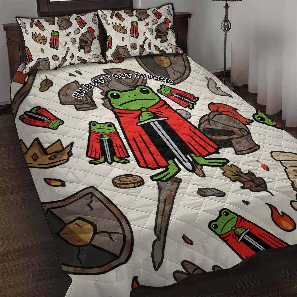 Funny Cartoon Knight Frog Quilt Bed Set Medieval Mood Meme