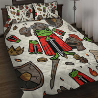 Funny Cartoon Knight Frog Quilt Bed Set Medieval Mood Meme