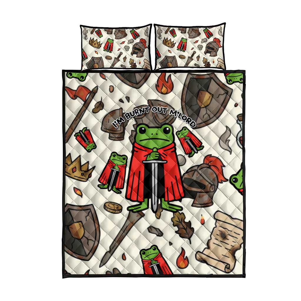 Funny Cartoon Knight Frog Quilt Bed Set Medieval Mood Meme