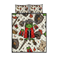 Funny Cartoon Knight Frog Quilt Bed Set Medieval Mood Meme
