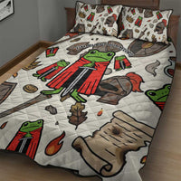 Funny Cartoon Knight Frog Quilt Bed Set Medieval Mood Meme