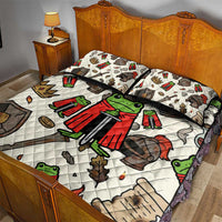 Funny Cartoon Knight Frog Quilt Bed Set Medieval Mood Meme
