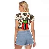Funny Cartoon Knight Frog Raglan Cropped T Shirt Medieval Mood Meme