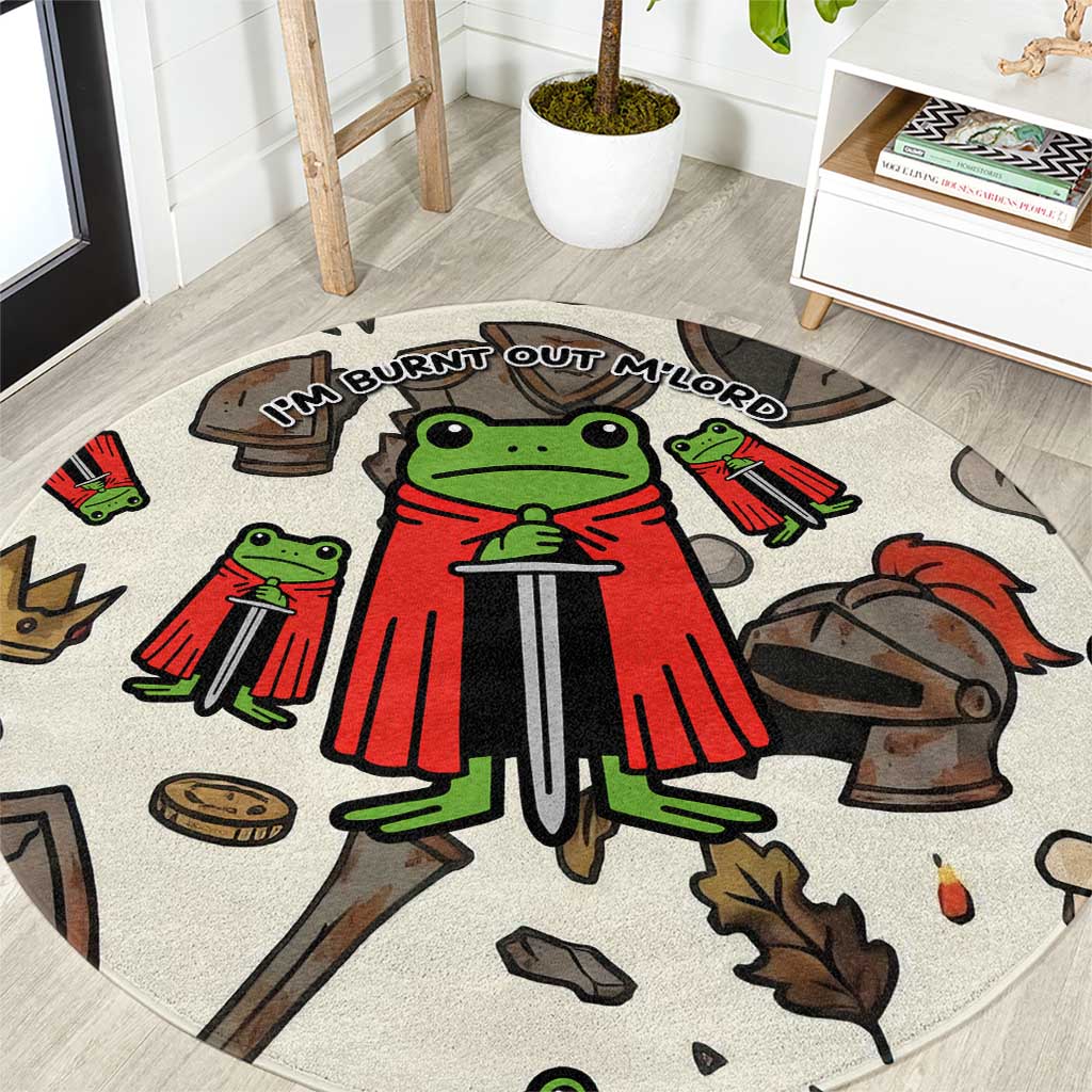 Funny Cartoon Knight Frog Round Carpet Medieval Mood Meme