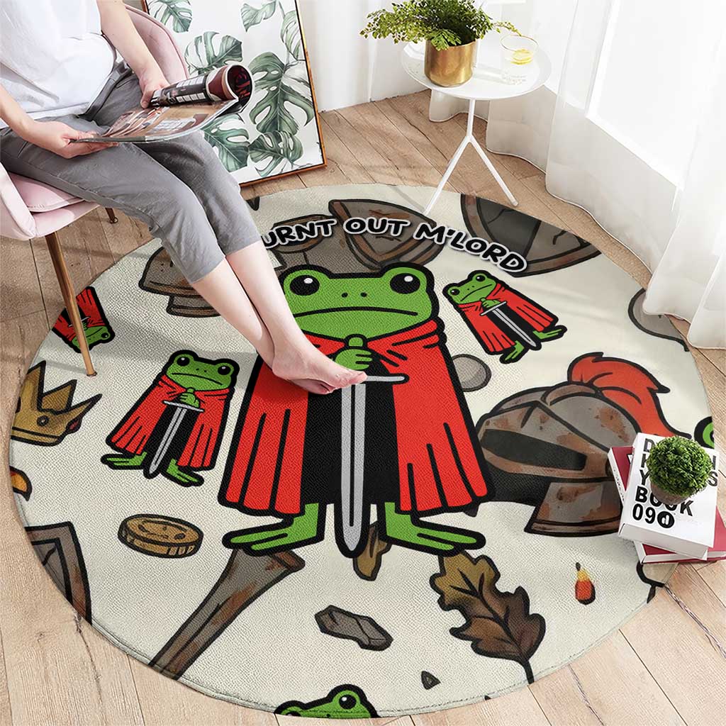 Funny Cartoon Knight Frog Round Carpet Medieval Mood Meme