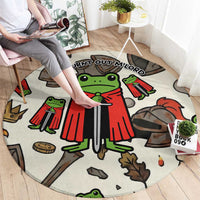 Funny Cartoon Knight Frog Round Carpet Medieval Mood Meme