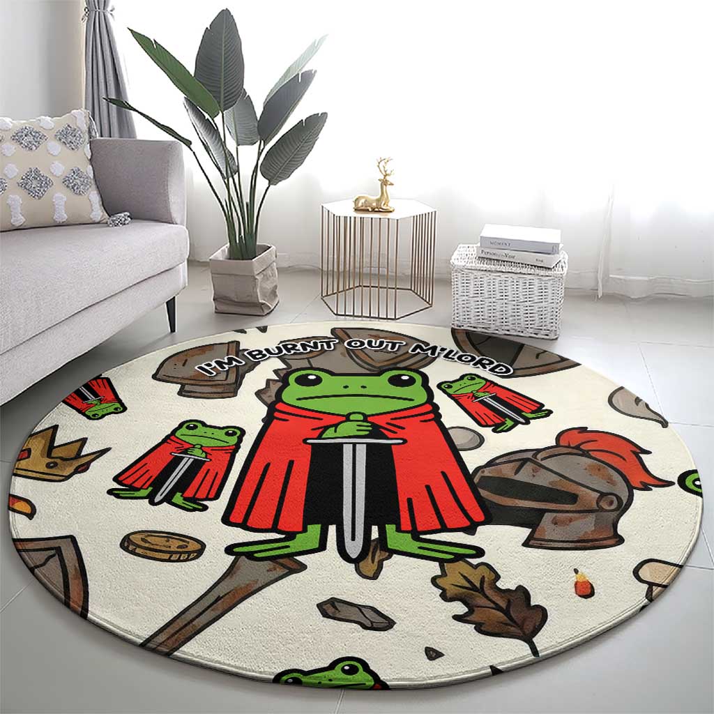 Funny Cartoon Knight Frog Round Carpet Medieval Mood Meme