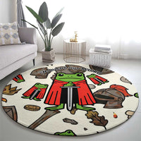 Funny Cartoon Knight Frog Round Carpet Medieval Mood Meme