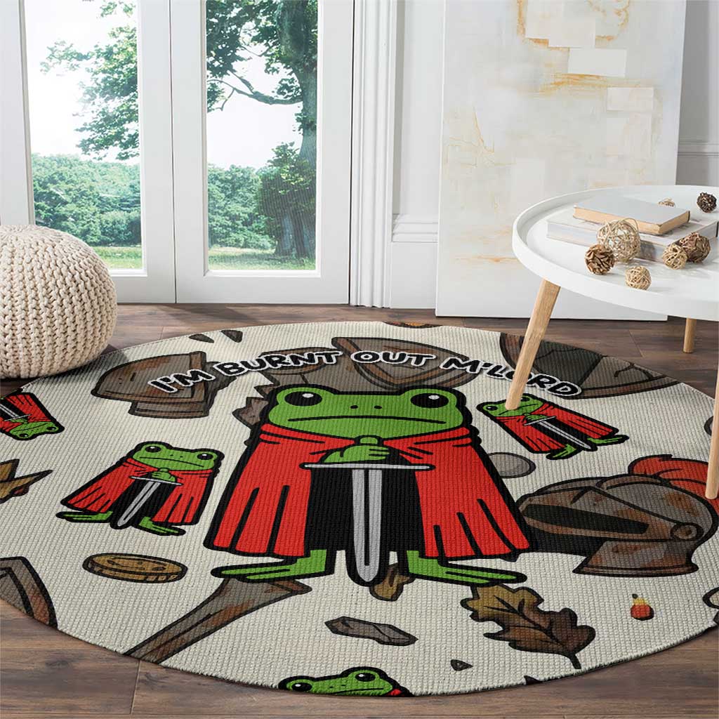 Funny Cartoon Knight Frog Round Carpet Medieval Mood Meme