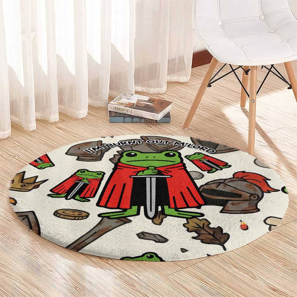 Funny Cartoon Knight Frog Round Carpet Medieval Mood Meme