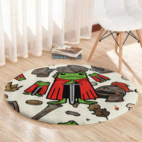 Funny Cartoon Knight Frog Round Carpet Medieval Mood Meme
