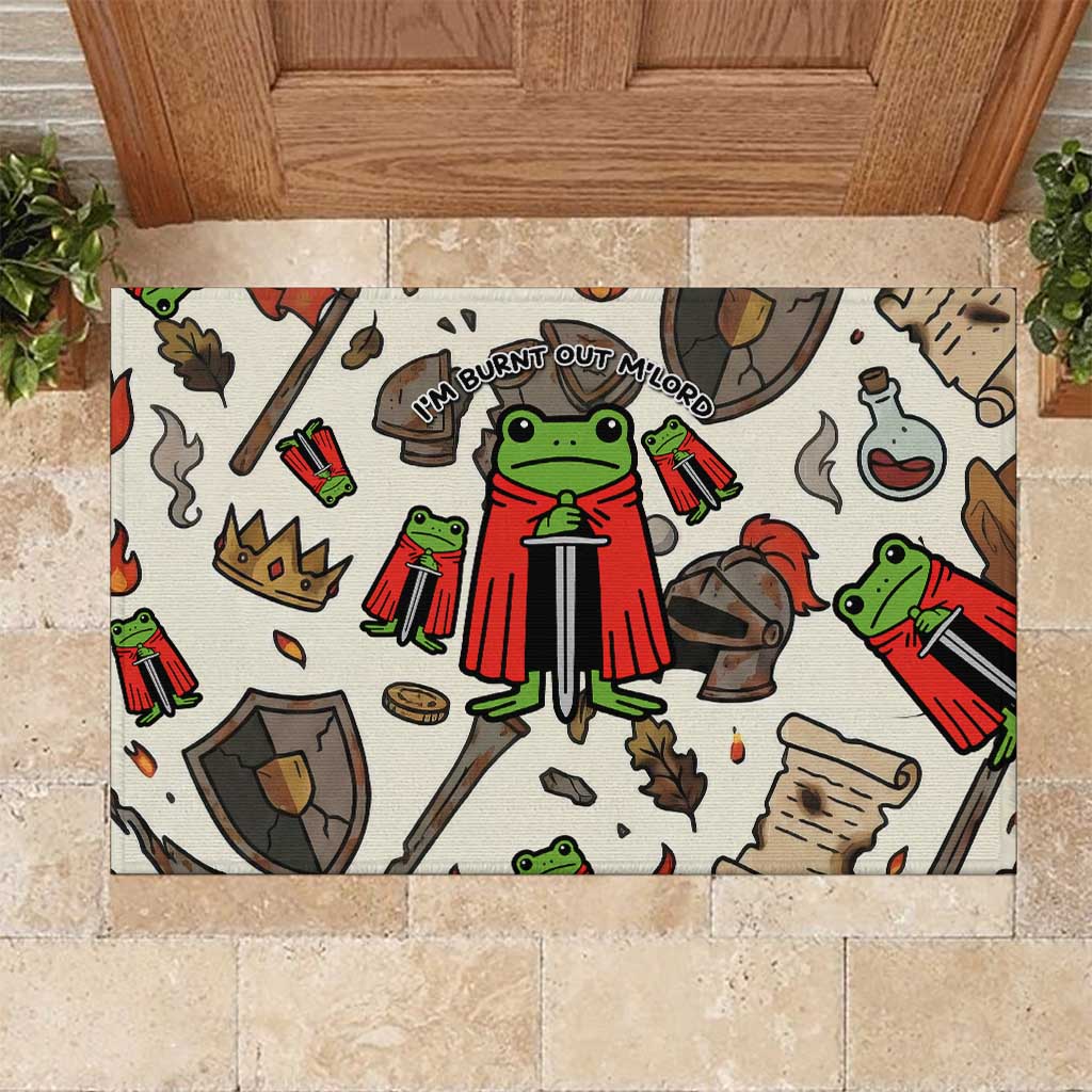 Funny Cartoon Knight Frog Rubber Doormat Medieval Mood Meme
