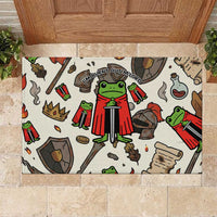 Funny Cartoon Knight Frog Rubber Doormat Medieval Mood Meme