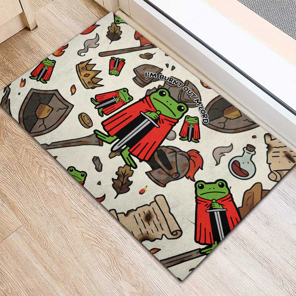 Funny Cartoon Knight Frog Rubber Doormat Medieval Mood Meme