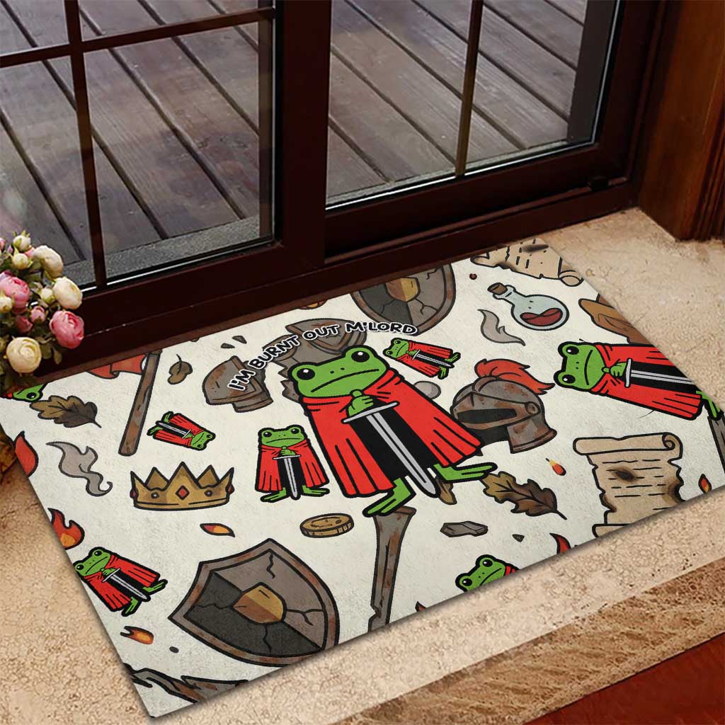 Funny Cartoon Knight Frog Rubber Doormat Medieval Mood Meme
