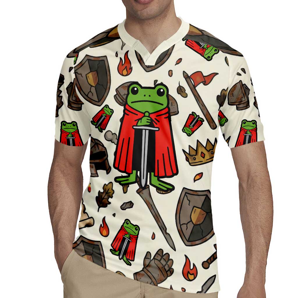 Funny Cartoon Knight Frog Rugby Jersey Medieval Mood Meme