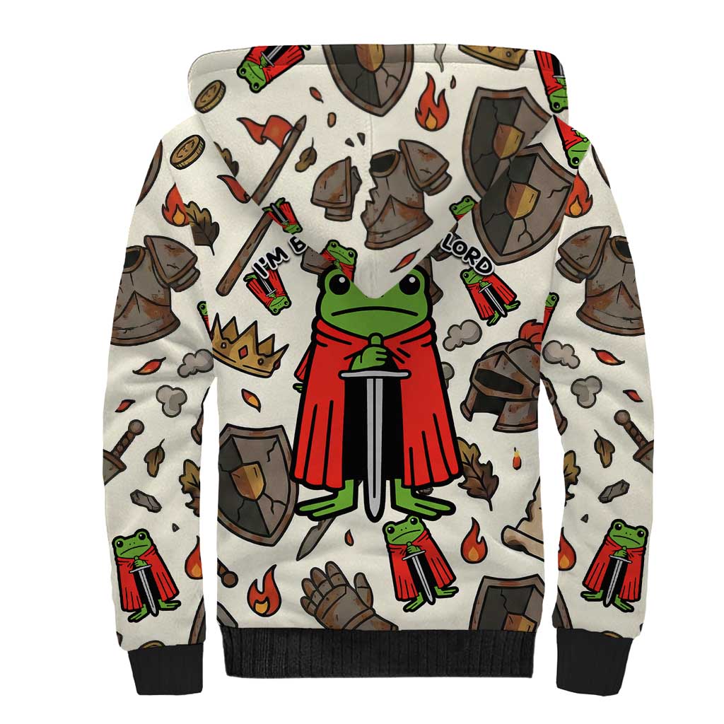 Funny Cartoon Knight Frog Sherpa Hoodie Medieval Mood Meme