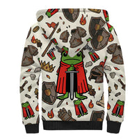 Funny Cartoon Knight Frog Sherpa Hoodie Medieval Mood Meme