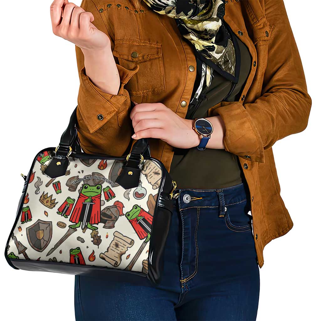 Funny Cartoon Knight Frog Shoulder Handbag Medieval Mood Meme