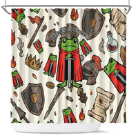 Funny Cartoon Knight Frog Shower Curtain Medieval Mood Meme