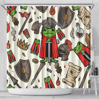 Funny Cartoon Knight Frog Shower Curtain Medieval Mood Meme