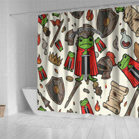 Funny Cartoon Knight Frog Shower Curtain Medieval Mood Meme