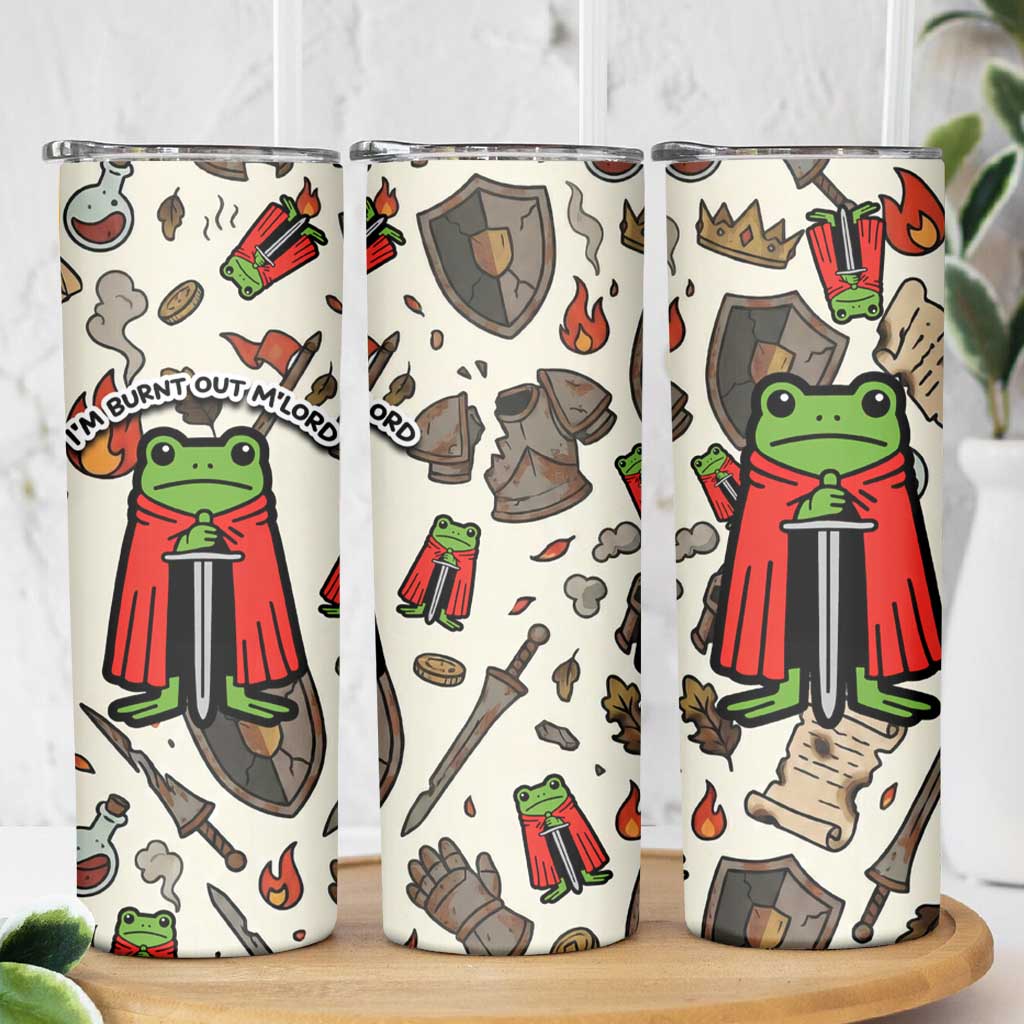 Funny Cartoon Knight Frog Skinny Tumbler Medieval Mood Meme
