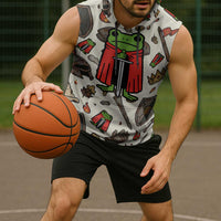 Funny Cartoon Knight Frog Sleeveless Hoodie Medieval Mood Meme