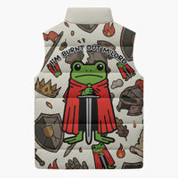 Funny Cartoon Knight Frog Sleeveless Puffer Jacket Medieval Mood Meme