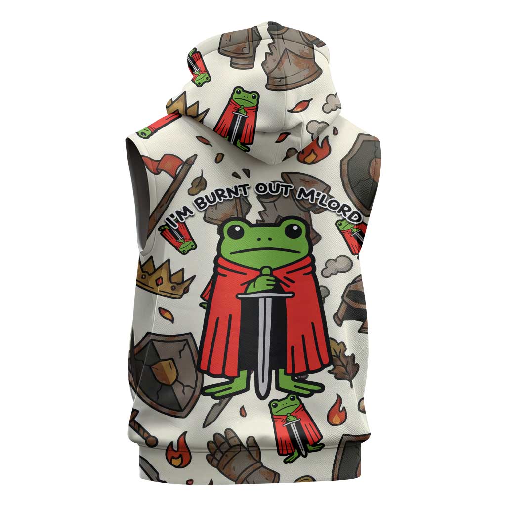 Funny Cartoon Knight Frog Sleeveless Zip Hoodie Medieval Mood Meme