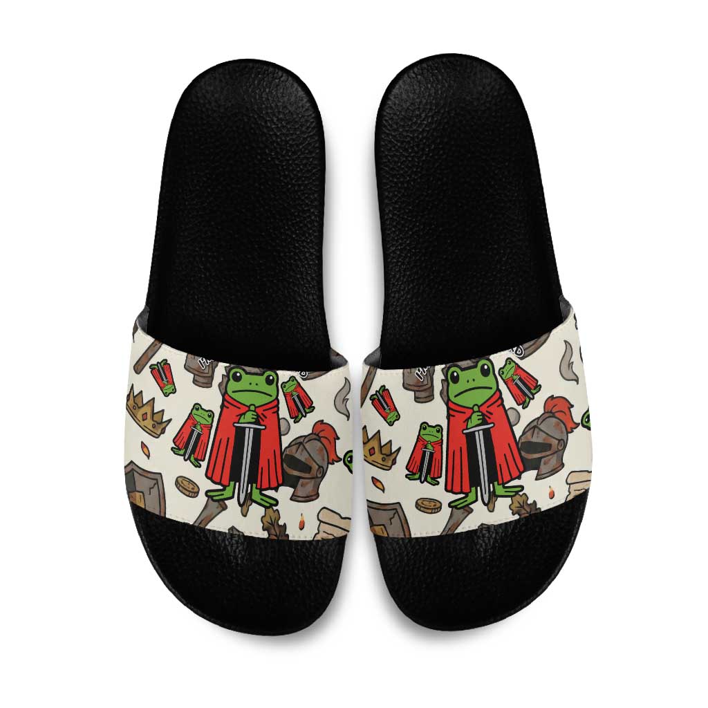 Funny Cartoon Knight Frog Slide Sandals Medieval Mood Meme