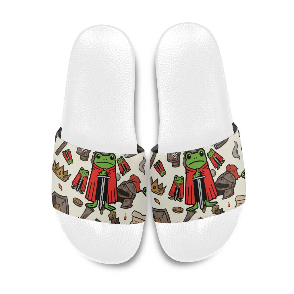 Funny Cartoon Knight Frog Slide Sandals Medieval Mood Meme