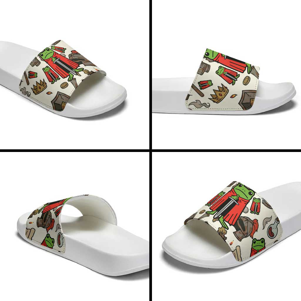 Funny Cartoon Knight Frog Slide Sandals Medieval Mood Meme