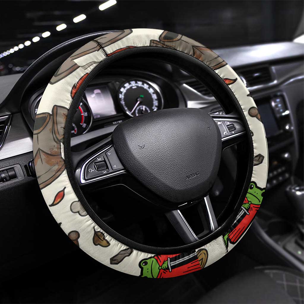 Funny Cartoon Knight Frog Steering Wheel Cover Medieval Mood Meme