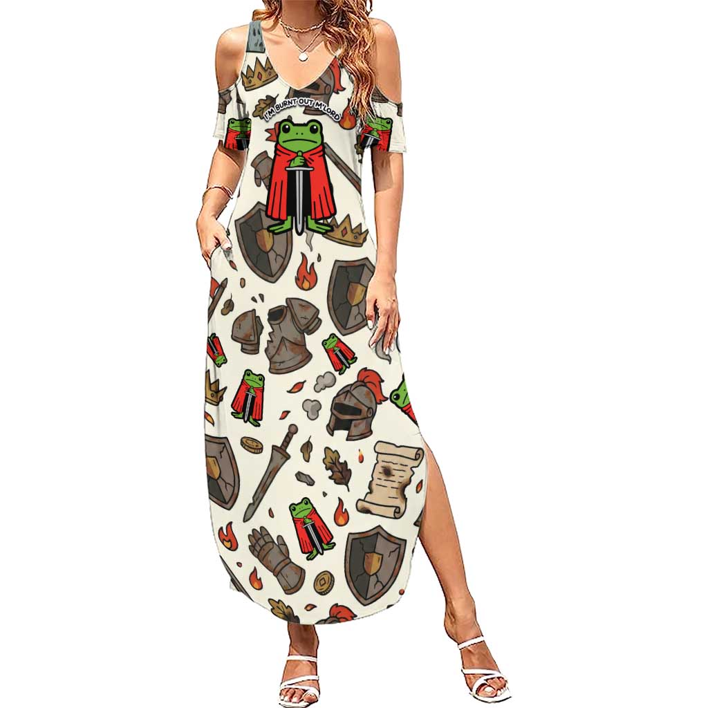 Funny Cartoon Knight Frog Summer Maxi Dress Medieval Mood Meme