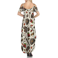 Funny Cartoon Knight Frog Summer Maxi Dress Medieval Mood Meme