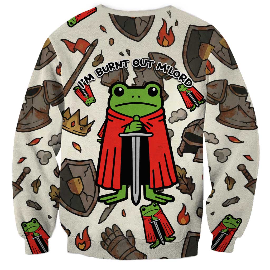 Funny Cartoon Knight Frog Sweatshirt Medieval Mood Meme