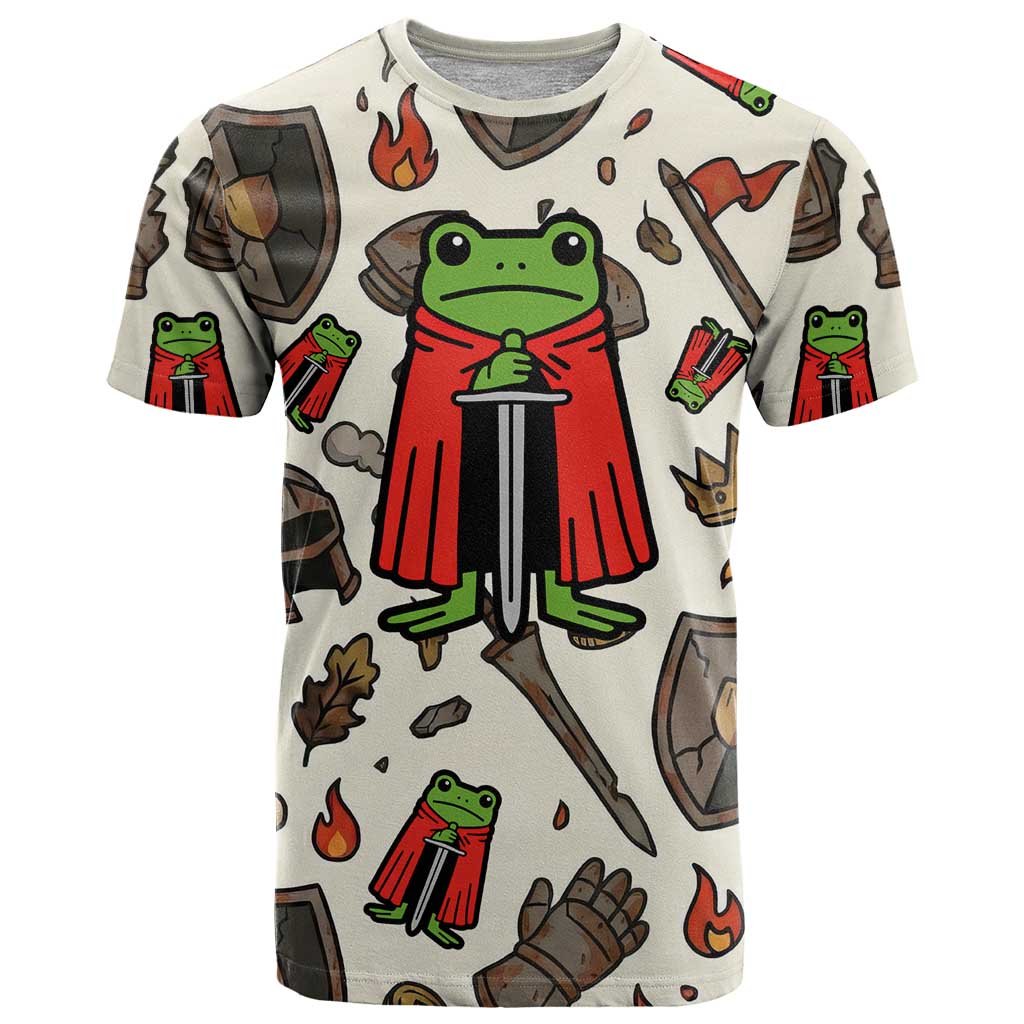 Funny Cartoon Knight Frog T Shirt Medieval Mood Meme