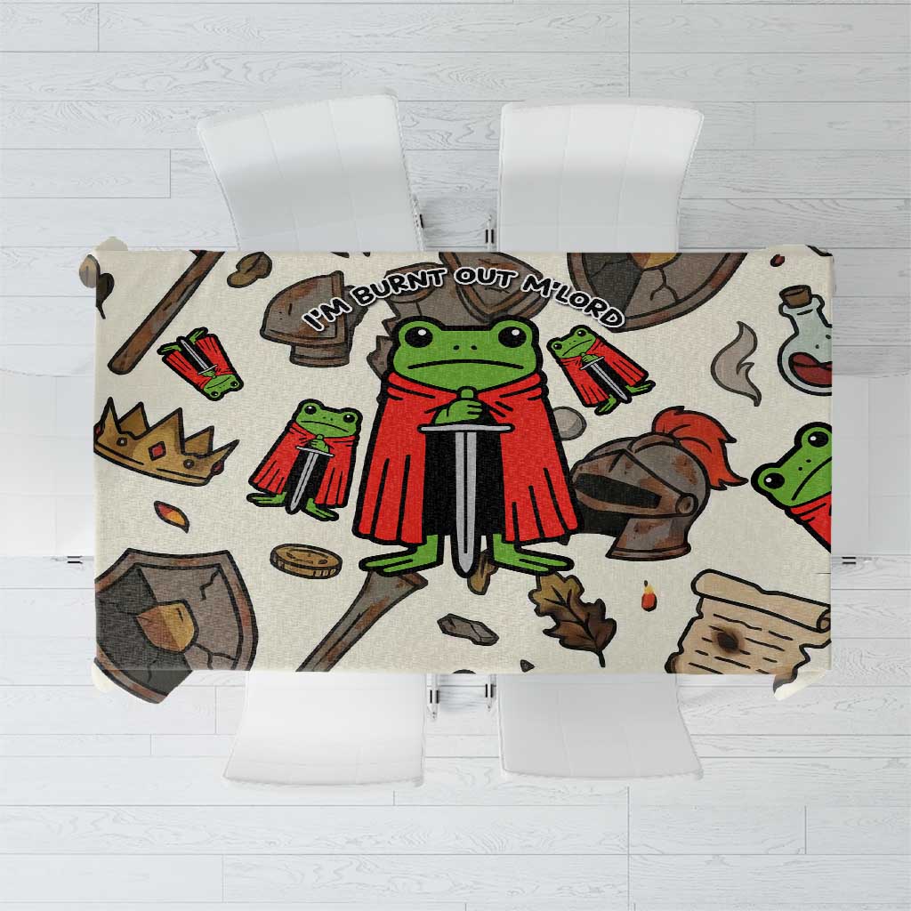 Funny Cartoon Knight Frog Tablecloth Medieval Mood Meme