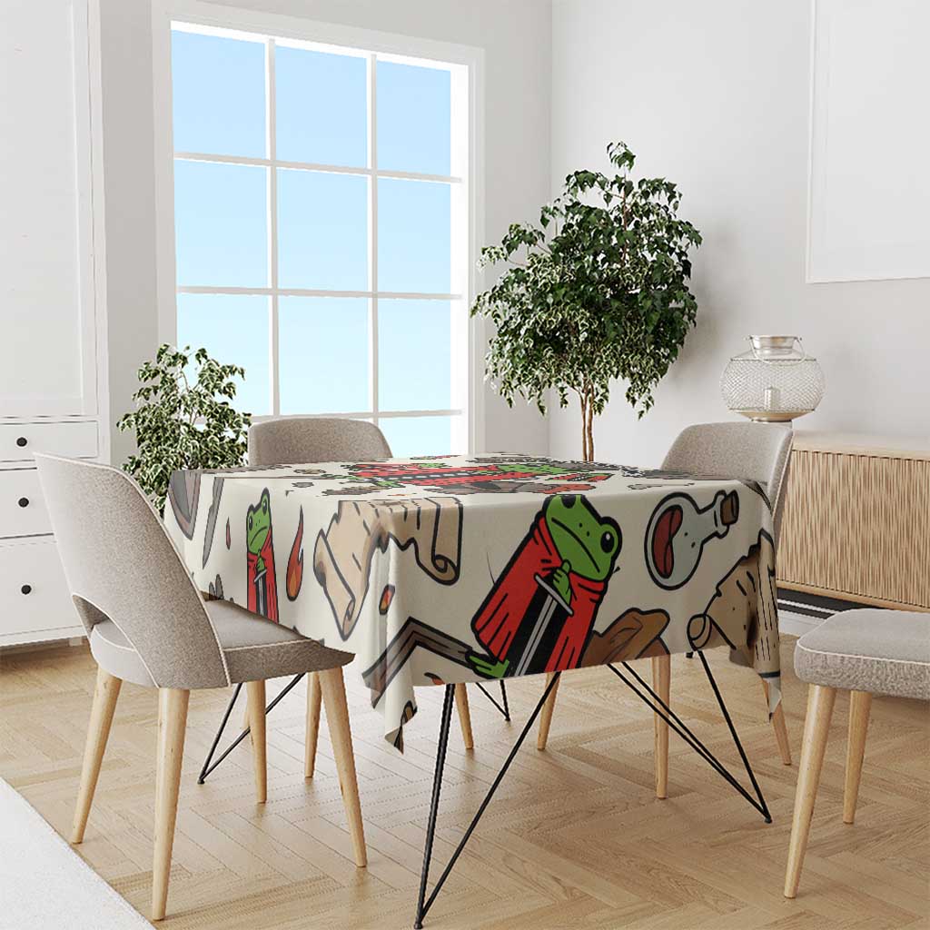 Funny Cartoon Knight Frog Tablecloth Medieval Mood Meme
