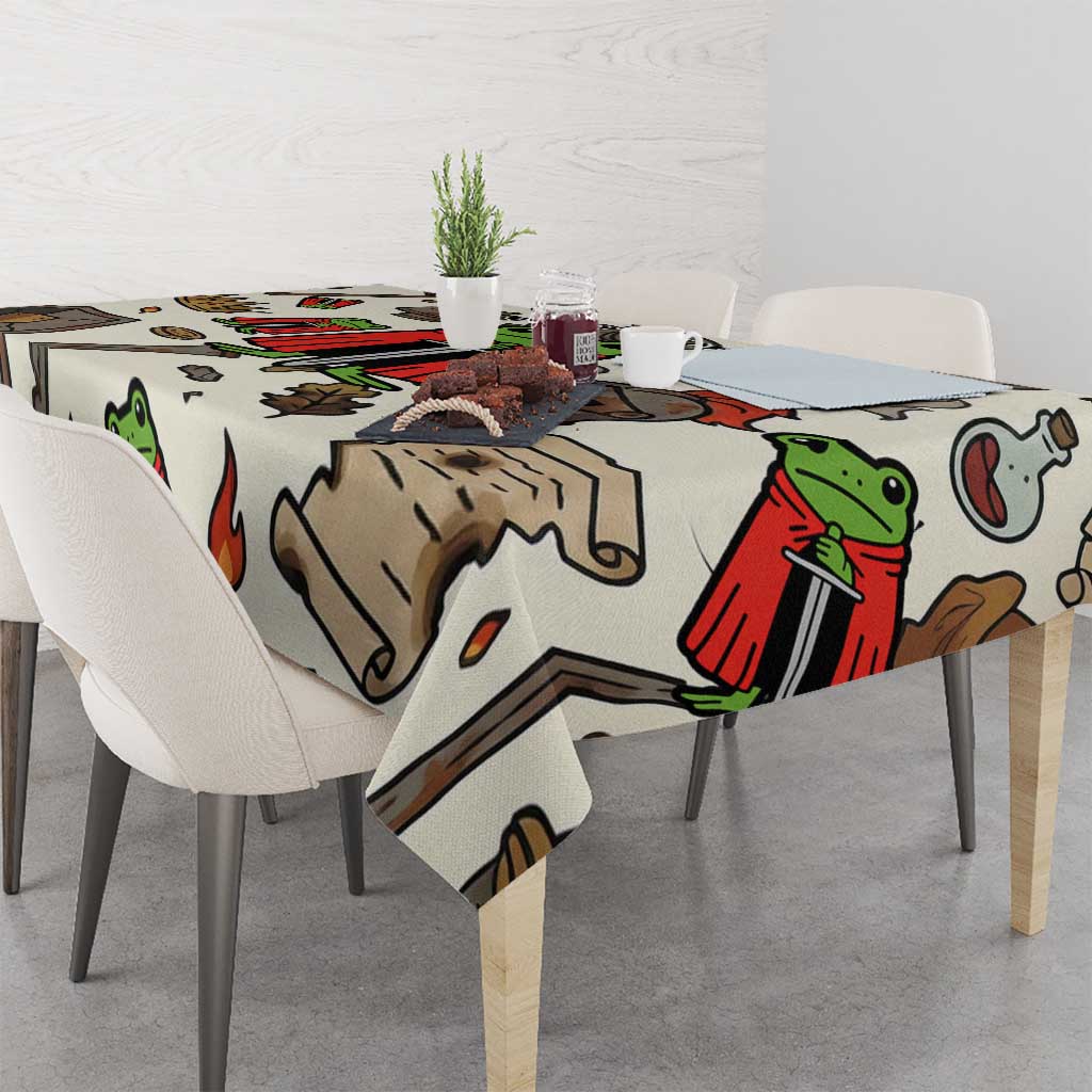 Funny Cartoon Knight Frog Tablecloth Medieval Mood Meme